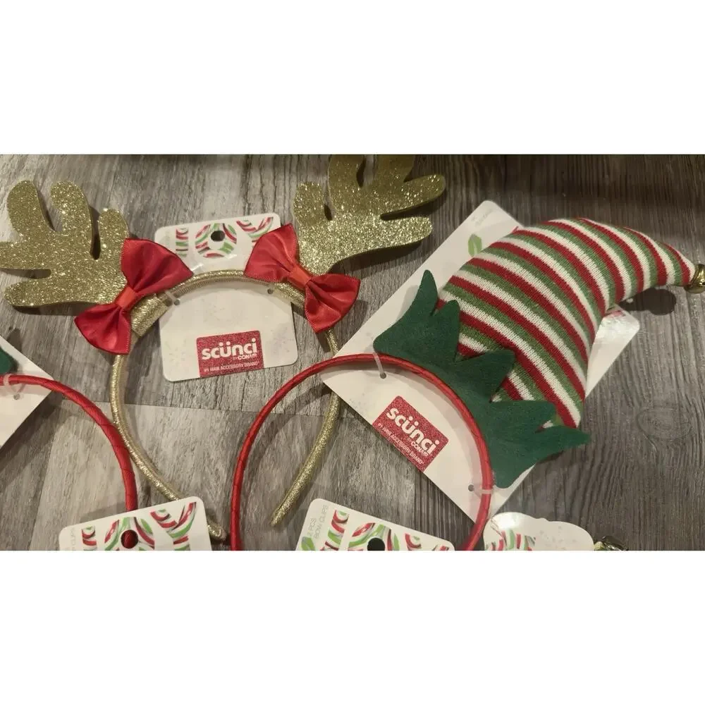 Scunci Christmas Hair Accessories Lot – Elf Hats, Reindeer Antlers, Bows, Clips